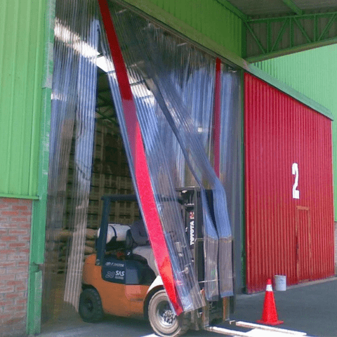 A flexible PVC door